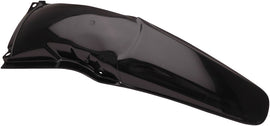 Black Acerbis rear fender for motorcycle, featuring durable plastic construction and sleek design.
