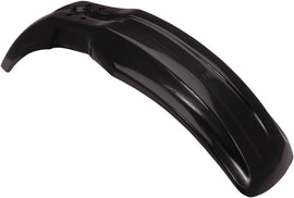 Black Acerbis front fender for motorcycle, showing smooth curved plastic design with mounting points