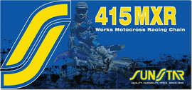 Sunstar MXR Works non-sealed chain 415x108 gold/gold color, durable motorcycle chain with visible links and gold finish.