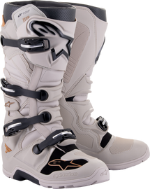 Alpine Star Tech 7 Enduro Drystar motocross boots in grey sand, size 9, with sturdy design and protective features