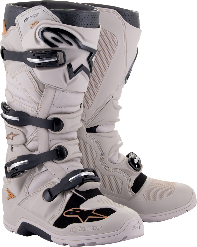 Alpine Star Tech 7 Enduro Drystar motorcycle boots in grey, size 11, with durable construction and protective features.