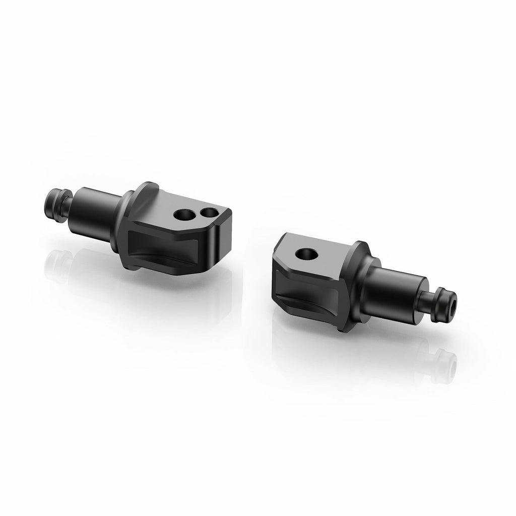 RIZOMA black passenger footpeg mount kit with metal components and mounting hardware for motorcycle accessories.