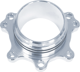 ModQuad steel exhaust flange for 250r, showing the round flange with bolt holes and textured surface for secure mounting.