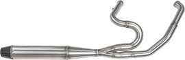 Sawicki Speed Shop 2-in-1 M8 Flt Mid Length Pipe exhaust in brushed stainless steel, shown in a detailed close-up image