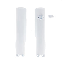Load image into Gallery viewer, Acerbis white lower fork cover set for Hus motorcycle, showing the body parts with branding and clean finish.