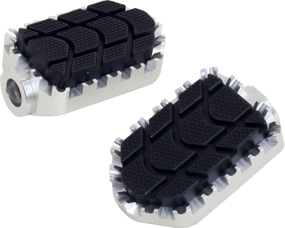 Silver PUIG Enduro footpegs for Suzuki GSX-R750 motorcycle, featuring durable metal construction and textured grip surfaces.
