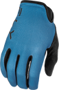 Fly Racing Radium Gloves in slate blue with padded palms and adjustable wrist straps, designed for motocross and off-road riding.