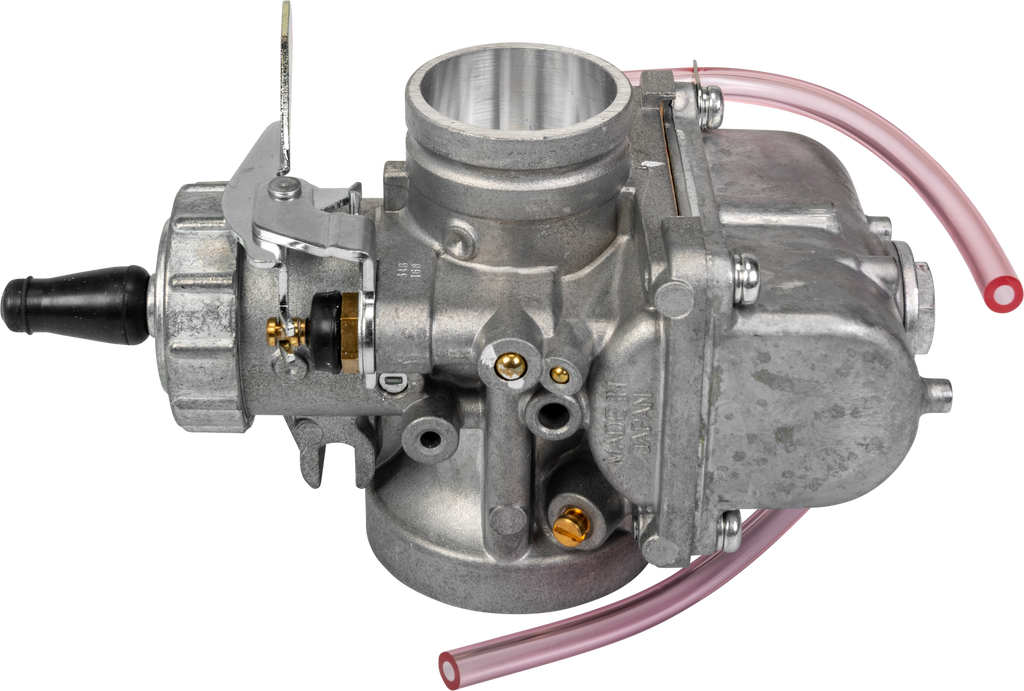 Mikuni VM Round Slide Carburetor 34mm with 11.5mm bell, showcasing the intake and fuel system for motorcycle engines.