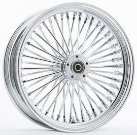 HardDrive 48-spoke chrome wheel with 18x5.5 inch size, wide hub, 3/4 inch axle, designed for motorcycle or vehicle use.