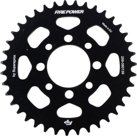 Fire Power 39-tooth black aluminum rear sprocket for street bikes, featuring a lightweight, durable design.
