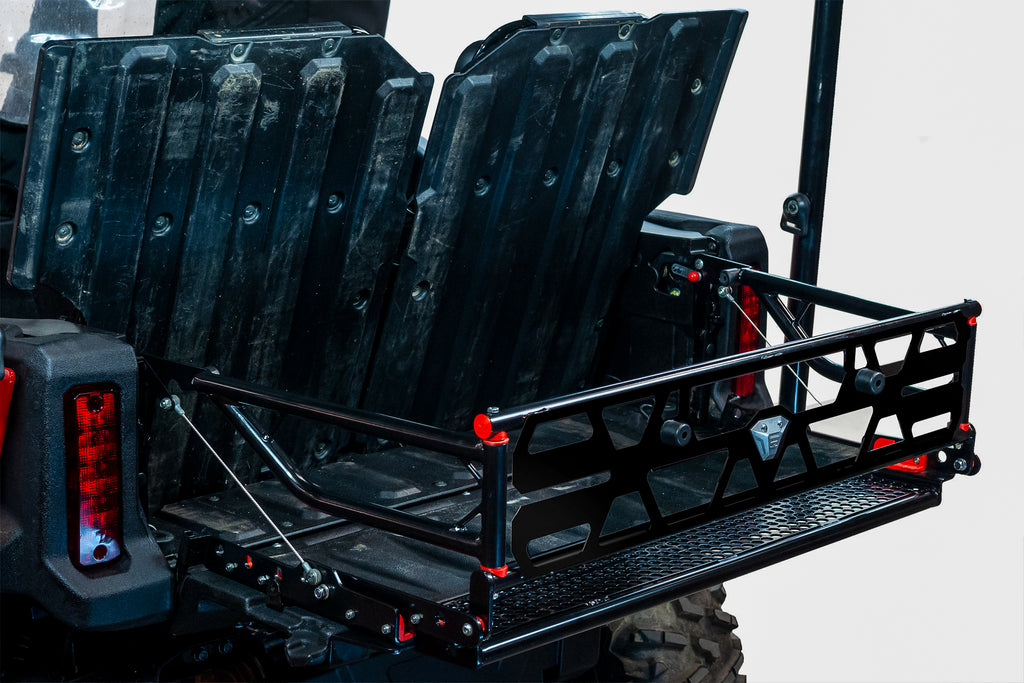 SEIZMIK Cargo Bed Extender Hon 63-05010 body showing the metal frame and mounting points for truck bed extension.