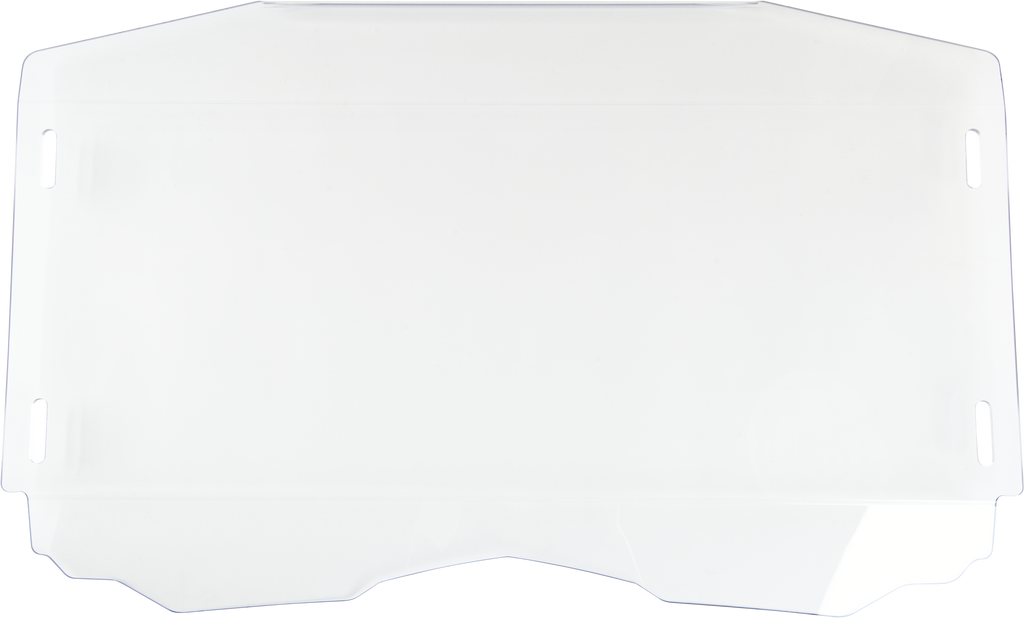 Open Trail open trail full windshield showing clear acrylic surface and black mounting frame for off-road vehicles.