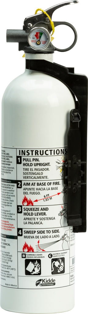 Kidde Mariner PWC fire extinguisher accessory with hose and mounting bracket, designed for personal watercraft safety.