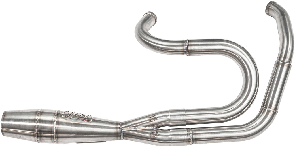 Sawicki Speed Shop 2-in-1 FXR Shorty Cannon exhaust with brushed stainless steel finish, showcasing the sleek design and branding.