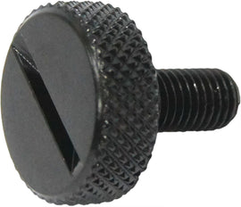 Black HardDrive quarter turn thumb screw with 1/4-28 thread, designed for secure quick fastening in equipment or accessories.