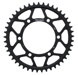 Supersprox steel 45-tooth rear off-road sprocket for Yamaha 530 chain, black finish, durable motorcycle drivetrain part.
