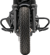Load image into Gallery viewer, Black Cobra Freeway Bars for Honda Rebel 500 motorcycle, showing sturdy metal crash bar with mounting points.