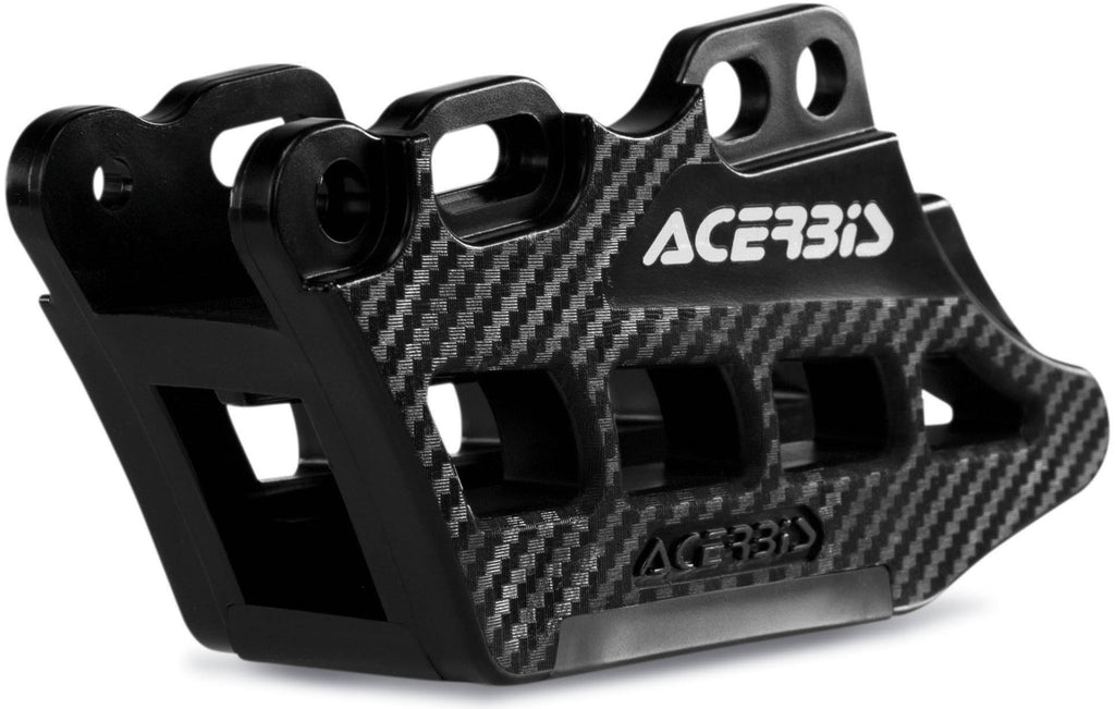 Acerbis Chain Guide Block 2.0 in black, drive type, showing the durable plastic construction and mounting points for motorcycle chains.