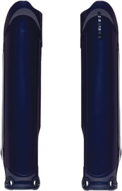Blue Polisport Plastics fork guards for Yamaha motorcycle, designed to protect front suspension with durable plastic construction.
