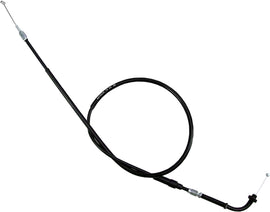 Motion Pro black vinyl throttle pull cable for motorcycle control lines, showing the cable's sturdy black exterior and metal fittings.