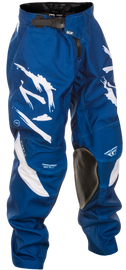 Fly Racing Kinetic Stoke Pant in navy and white, size 22, showing the casual fit and fabric details of the motorcycle riding pants.
