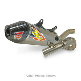Pro Circuit Ti-6 Pro exhaust system with carbon cap, lightweight motorcycle exhaust with branding and polished metal finish.