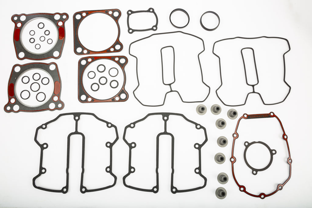 James Gasket Top End Gasket Kit 681-6122 with seals and gaskets for engine repair, showing the detailed gasket components.