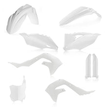 Charger l'image dans la galerie, Acerbis full plastic kit in white, featuring various motorcycle body panels and fairings for a complete bike upgrade.