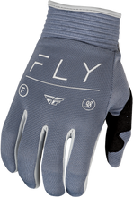 Load image into Gallery viewer, Fly Racing F-16 Gloves in Stone and Black, large size, showing close-up of textured fabric and secure wrist closure.