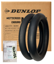 Load image into Gallery viewer, Dunlop Mousse Tube for motorcycle tires, sizes 110/100-18 and 120/90-18, featuring durable rubber construction and brand logo