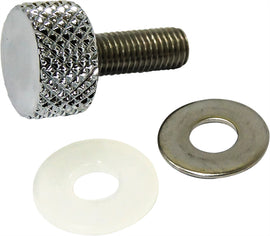 HardDrive chrome knurled seat knob with 1/4-28 threading, used as a hardware fastener or fitting for various applications.