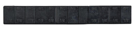 Set of 10 black Fire Power wheel weights, 1/4 oz each, for tire balancing, shown in a box with 48 strips.
