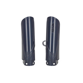 Acerbis dark blue lower fork cover set for Yamaha motorcycles, showing the body covers with Acerbis branding and mounting details.