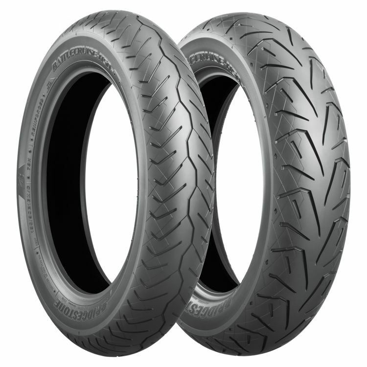 Bridgestone Battlecruise H50 rear motorcycle tire 180/65B16 bias tire with tread pattern and sidewall details.
