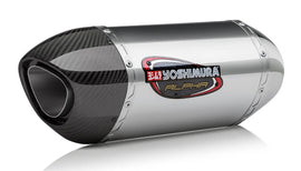 Yoshimura Street Alpha-T slip-on exhaust with stainless steel finish, featuring sleek black and silver design for motorcycle performance