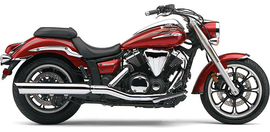 Chrome Cobra slip-on exhaust with scalloped tip for Yamaha V-Star 950, model years 2009-2018, in natural metal finish.