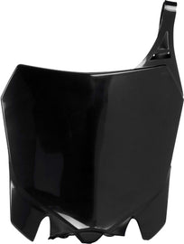 Acerbis black front number plate for motorcycles with mounting holes and bold branding, designed for off-road or motocross bikes.