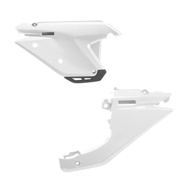 Polisport Plastics Sherco SE/SEF white side panel, motorcycle body part, with detailed surface finish and mounting points visible.