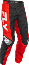 Load image into Gallery viewer, Fly Racing F-16 motocross pants in black, red, and white with size 32, featuring durable fabric and sporty design.