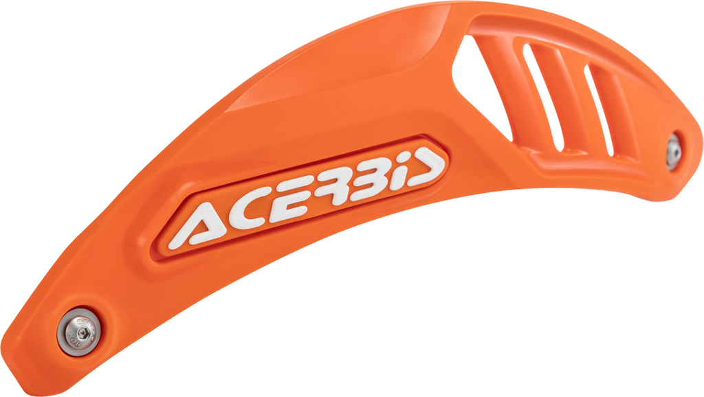 Acerbis X-Exhaust Heat Shield in bright orange with black mounting brackets, designed for motorcycle exhaust protection.