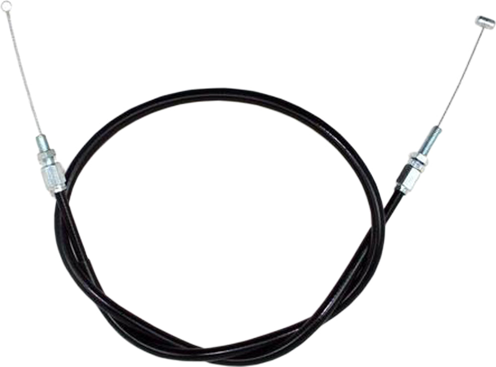 Motion Pro black vinyl throttle pull cable for motorcycle, showing the flexible cable with protective black vinyl coating.