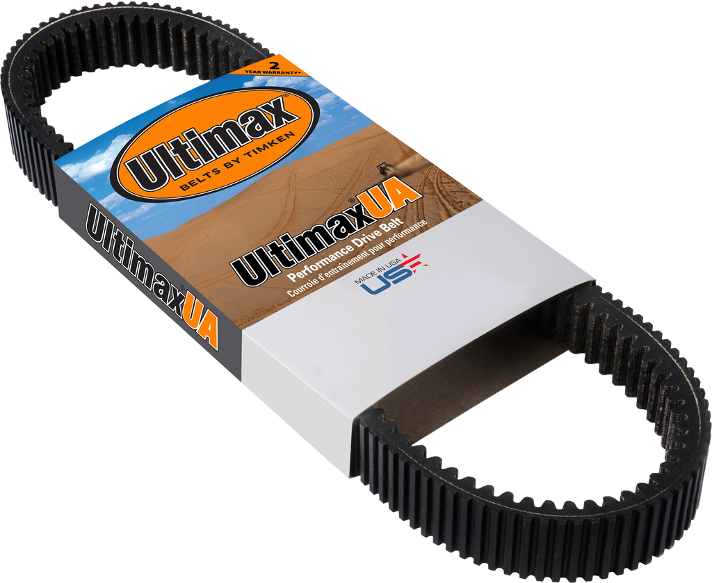 Ultimax Ua Drive Belt 211-500, a black rubber belt with grooves for automotive or machinery use, displayed on a white background.