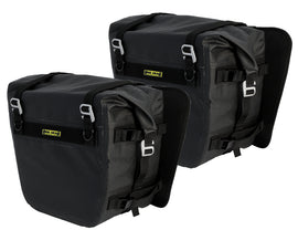 Nelson-Rigg Deluxe Adventure Saddlebags in black, 27.5L each, mounted on a motorcycle for touring and storage.
