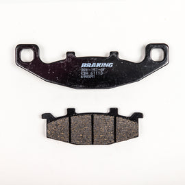 Semi-metallic braking brake pad set from Braking, showing the new brake pads with metal backing and friction material.
