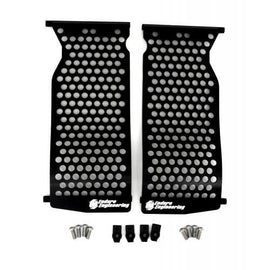 Enduro Engineering radiator guards for Yamaha motorcycle, showing black metal protection braces with mounting points.