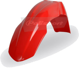 Red Polisport Plastics front fender for Honda CRF250 motorcycle, showing the durable plastic design and fitment details.