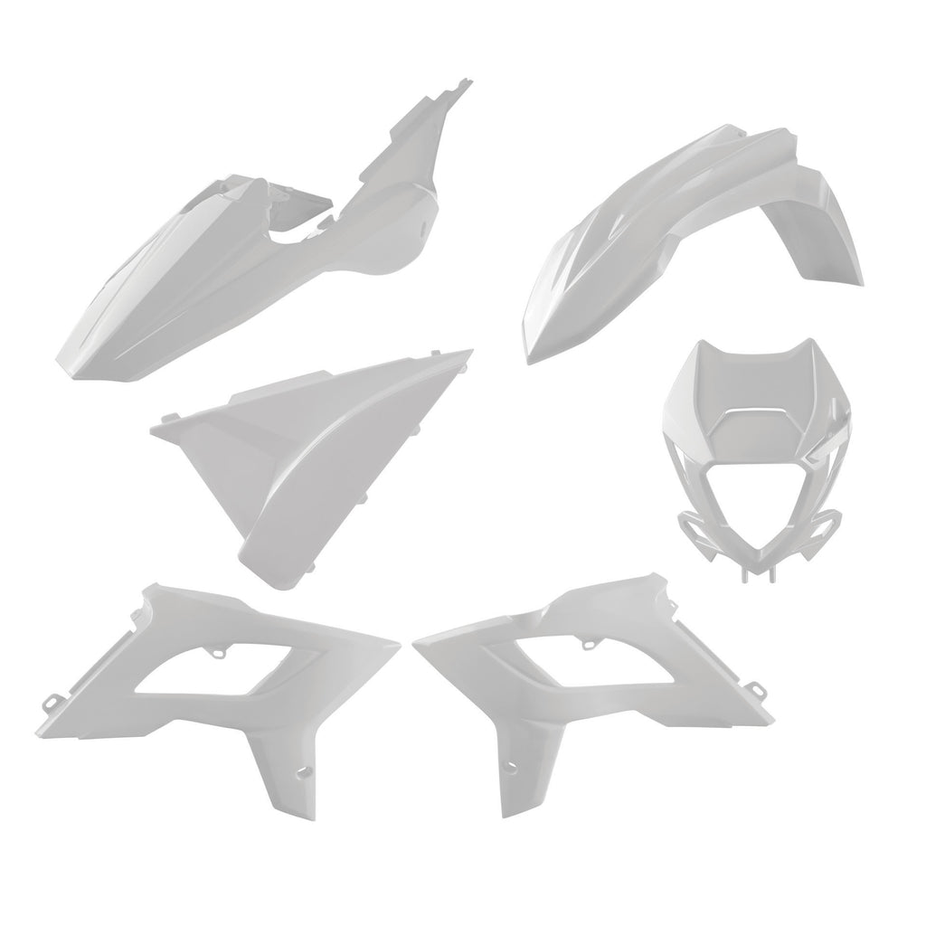Polisport Plastics Restyle Kit with mask for Beta dirt bikes, in white, includes body panels and protective gear.