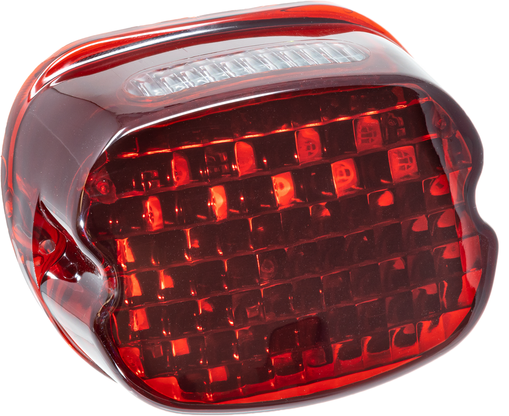 Letric Lighting Co slantback LED tail light with red lens, suitable for motorcycle illumination, model 850-09735.