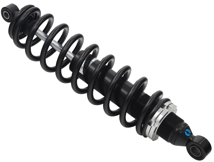 Bronco front gas shock absorber with metal cylinder and mounting hardware, designed for vehicle suspension.