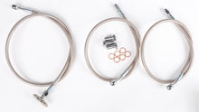 Load image into Gallery viewer, Streamline front brake line for Suzuki standard models, showing a flexible metal brake hose with fittings on a white background.
